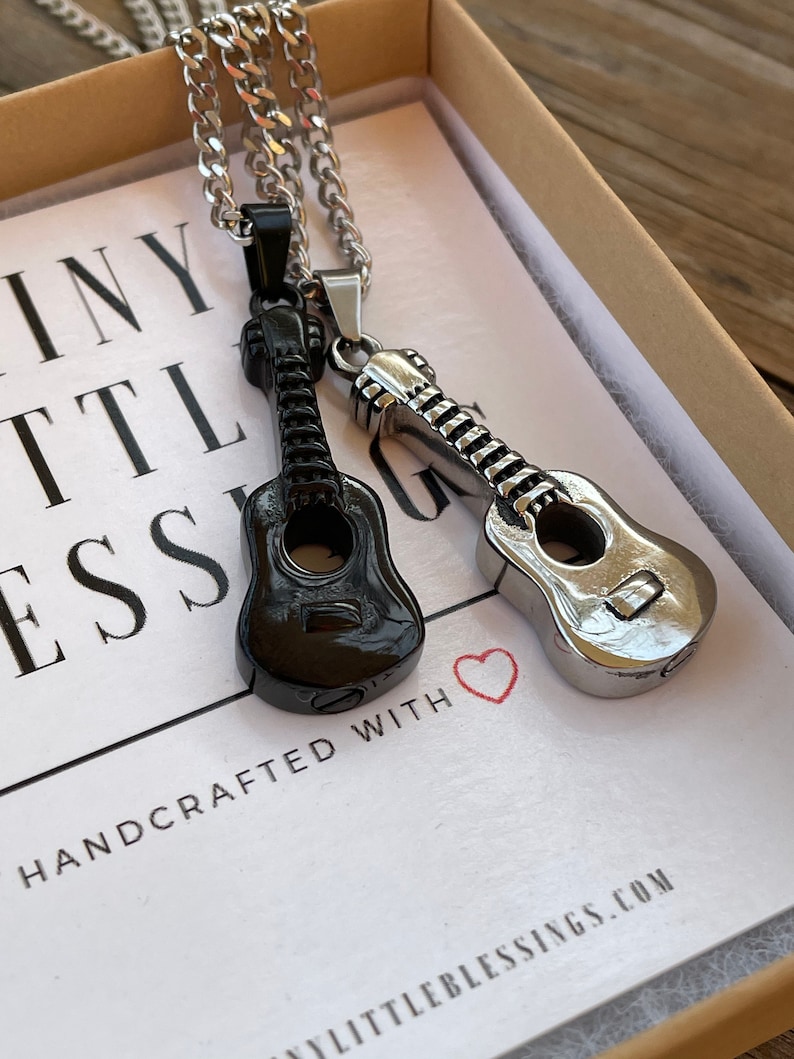 Guitar Urn Necklace for Him Custom Engraved Cremation Etsy