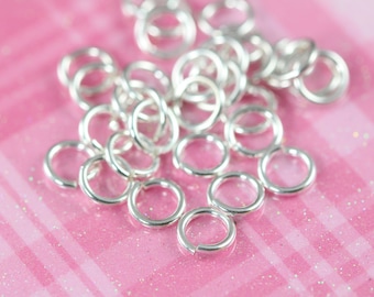 6mm Sterling Silver Open Jump Rings 20 Gauge, 25 pcs Bulk Jumprings, 925 Sterling Silver