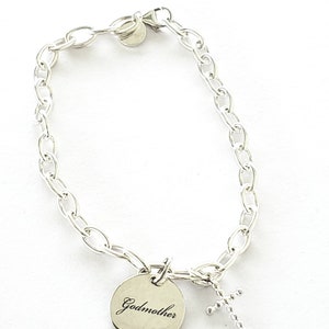 Baptism Gift for Godmother Engraved Bracelet 925 Sterling Silver ...