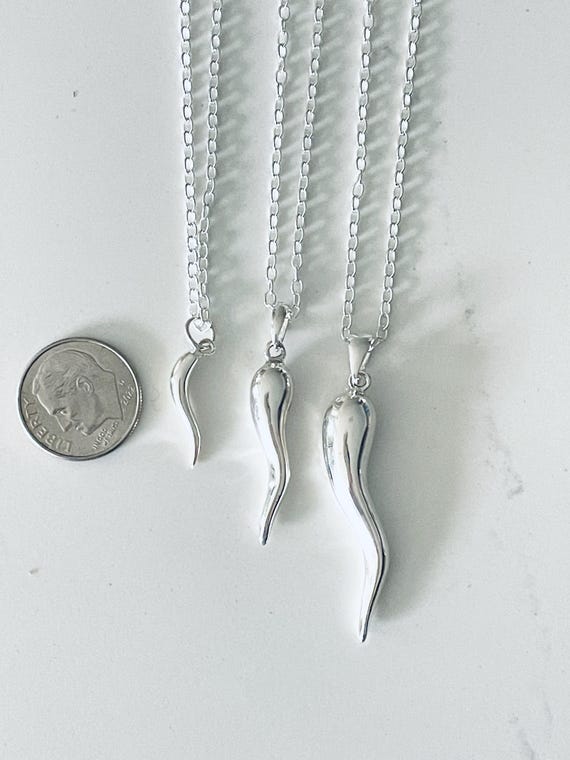 Italian Horn Necklace for Men, 925 Sterling Silver Pendant - Good
