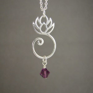 Personalized Lotus Birthstone Crystal Necklace -Meditation Jewelry -Bridesmaid Necklace - Yoga Jewelry- Spiritual Necklace -Buddhist Jewelry