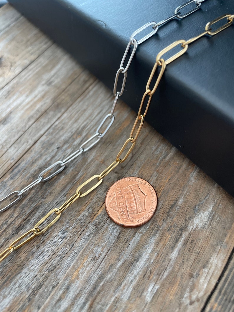 Paperclip Chain No Fade Non-Tarnish Gold Silver Wholesale Bulk Chain DIY Chain for Permanent Jewelry Making 画像 1