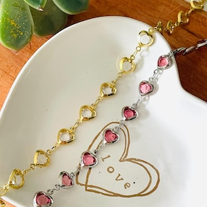 Catena a forma di cuore di cristallo – Forniture per gioielli in oro e argento, 5 x 5 mm