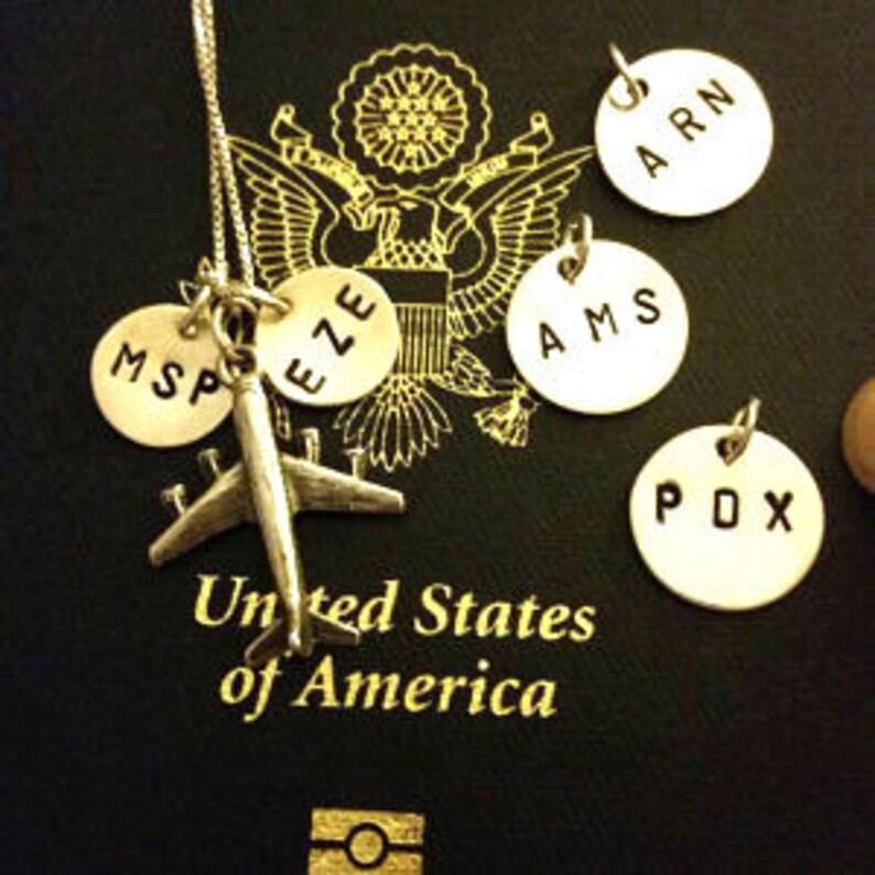 Airport Code Necklaces Airplane Necklace Personalized Gift Etsy