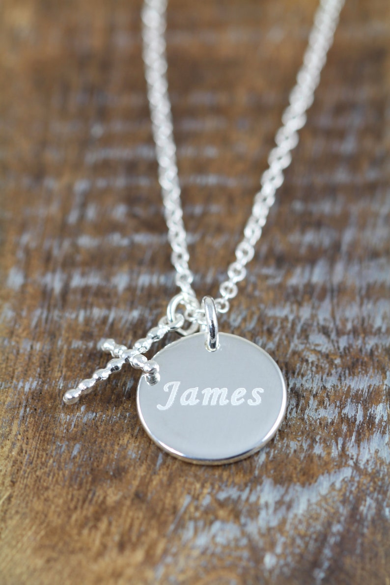 Boy Baptism Gift Cross Necklace Baptism Name Necklace for Etsy