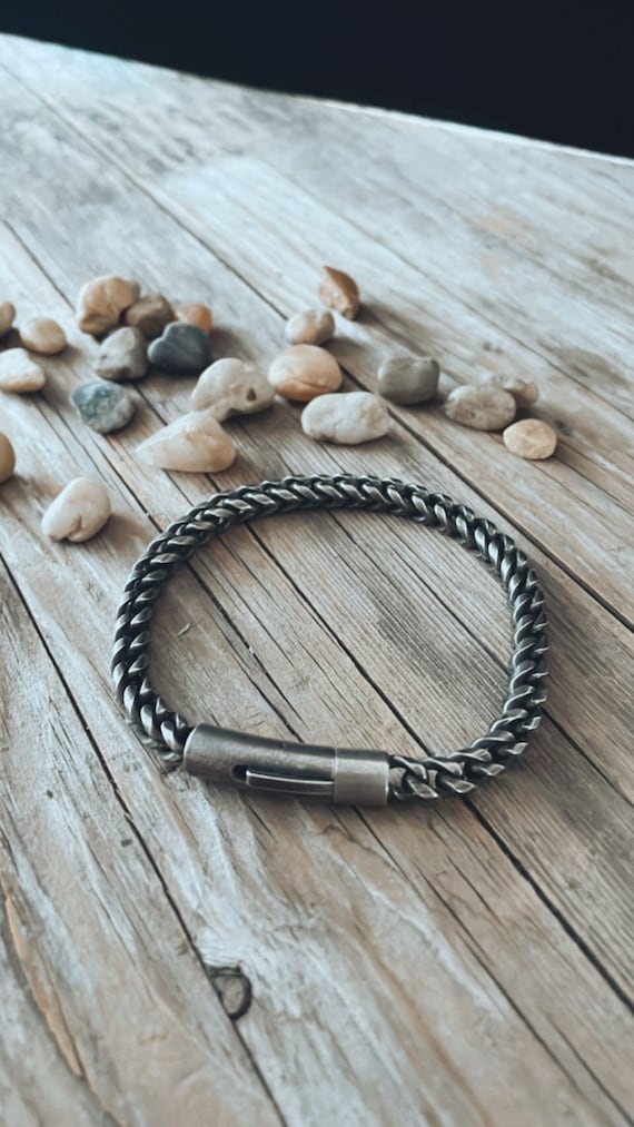 Black Stainless Steel Bracelet Men Boys Unisex Chain Retro