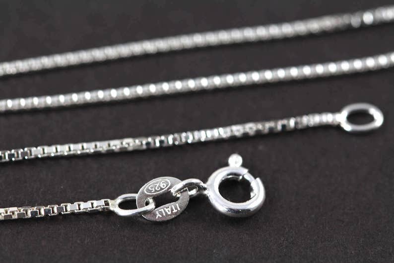 Bulk Wholesale Chains Box Chain Necklaces 1mm 925 Sterling Silver 14 16 18 20 22 24 inches 5 Finished Chains image 3