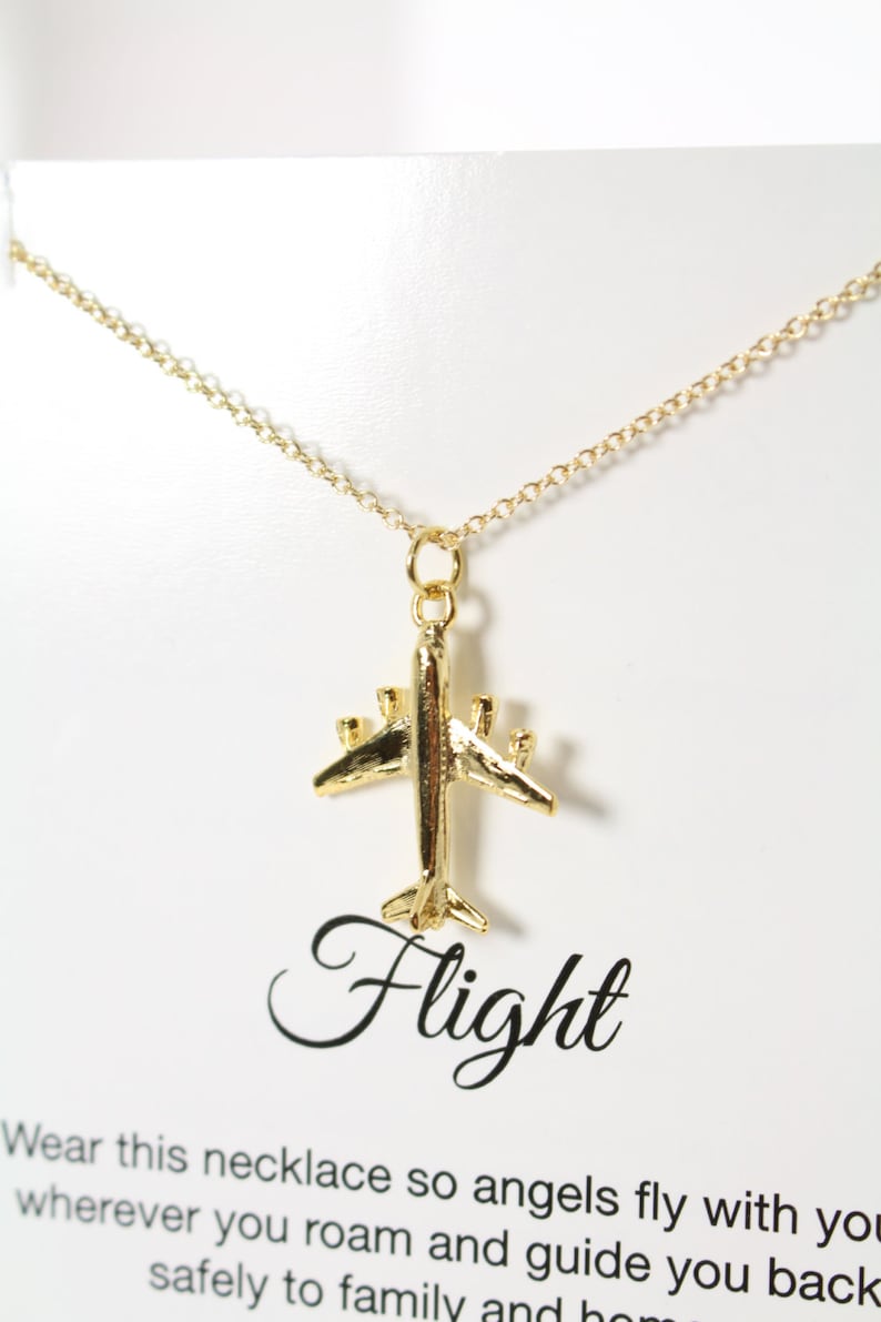 Airplane Necklace Gold Jewelry for Pilot Flight Attendant Etsy