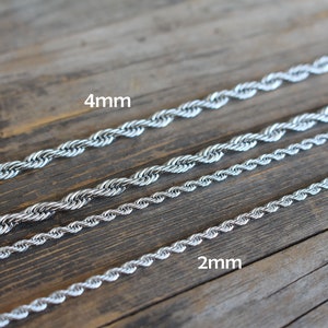 Stainless Steel Everyday Necklace Men - Rope Chain Necklace - Stainless Steel Chain 2mm 4mm Unisex Everyday Jewelry Street Fashion Accessory