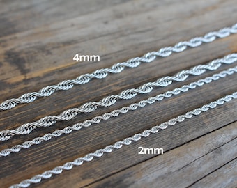 Stainless Steel Everyday Necklace Men - Rope Chain Necklace - Stainless Steel Chain 2mm 4mm Unisex Everyday Jewelry Street Fashion Accessory