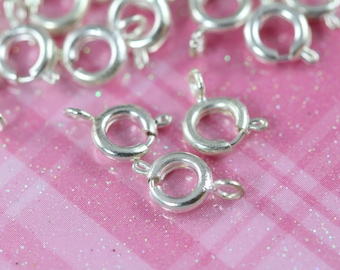 Spring Ring Closures 10 units 5 mm - Spring Ring Clasp - 925 Sterling Silver - Bulk Closures FG012