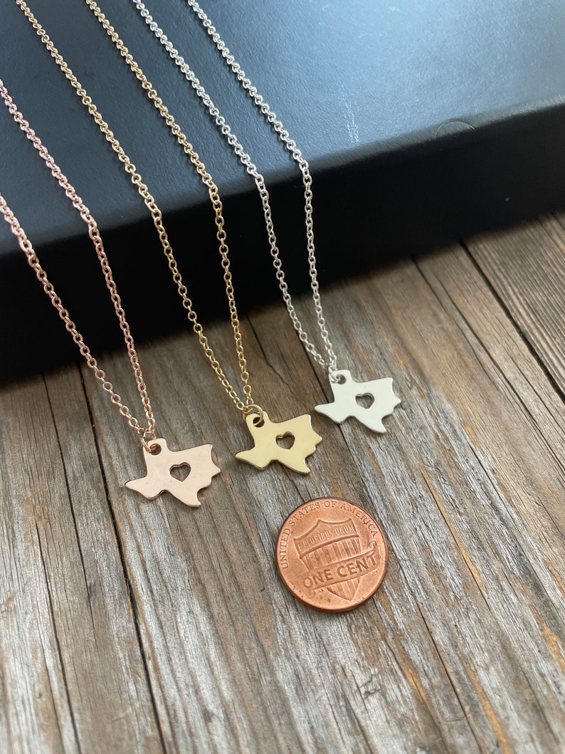 Texas Necklace Silver Gold Rose Gold State Charm Necklaces Etsy