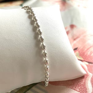 Silver Anklet - Elegant 925 Sterling Silver Pallini Bead Oval Anklet - Birthday Gift Silver Anklet - Elevated Gift For Her Anniversary