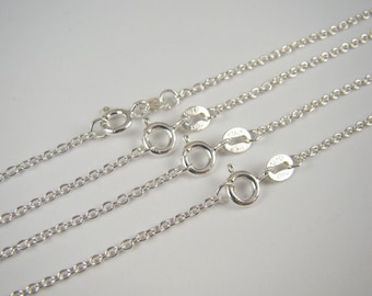 5 Silver Chain Link Necklaces 18 inches - 925 Sterling Silver Bulk Finished Cable Necklaces - Wholesale Chains