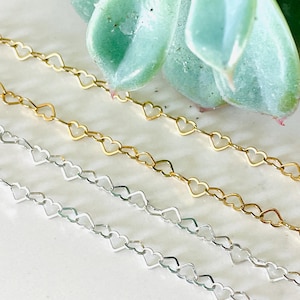 Elegant Heart Link Chain Necklace - 925 Sterling Silver & 18k Gold Filled Boho Style Jewelry Gift