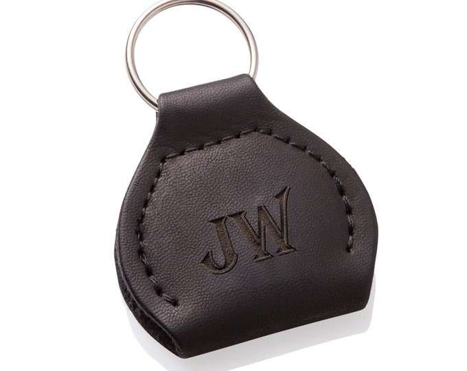 Personalized Guitar Pick Holder - Father's Day Gift - Monogrammed Vegan Leather Guitar Pick Case - Keychain - Engraved Gifts for Him