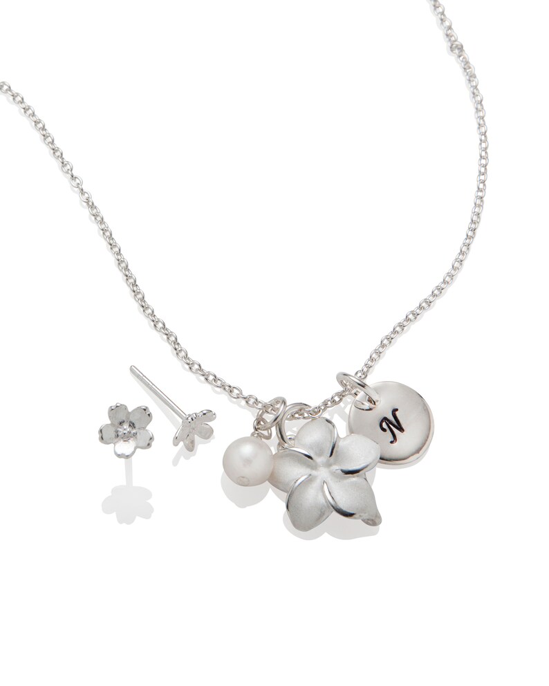 Flower Girl Gift Necklace Personalized with Initial Dainty Etsy