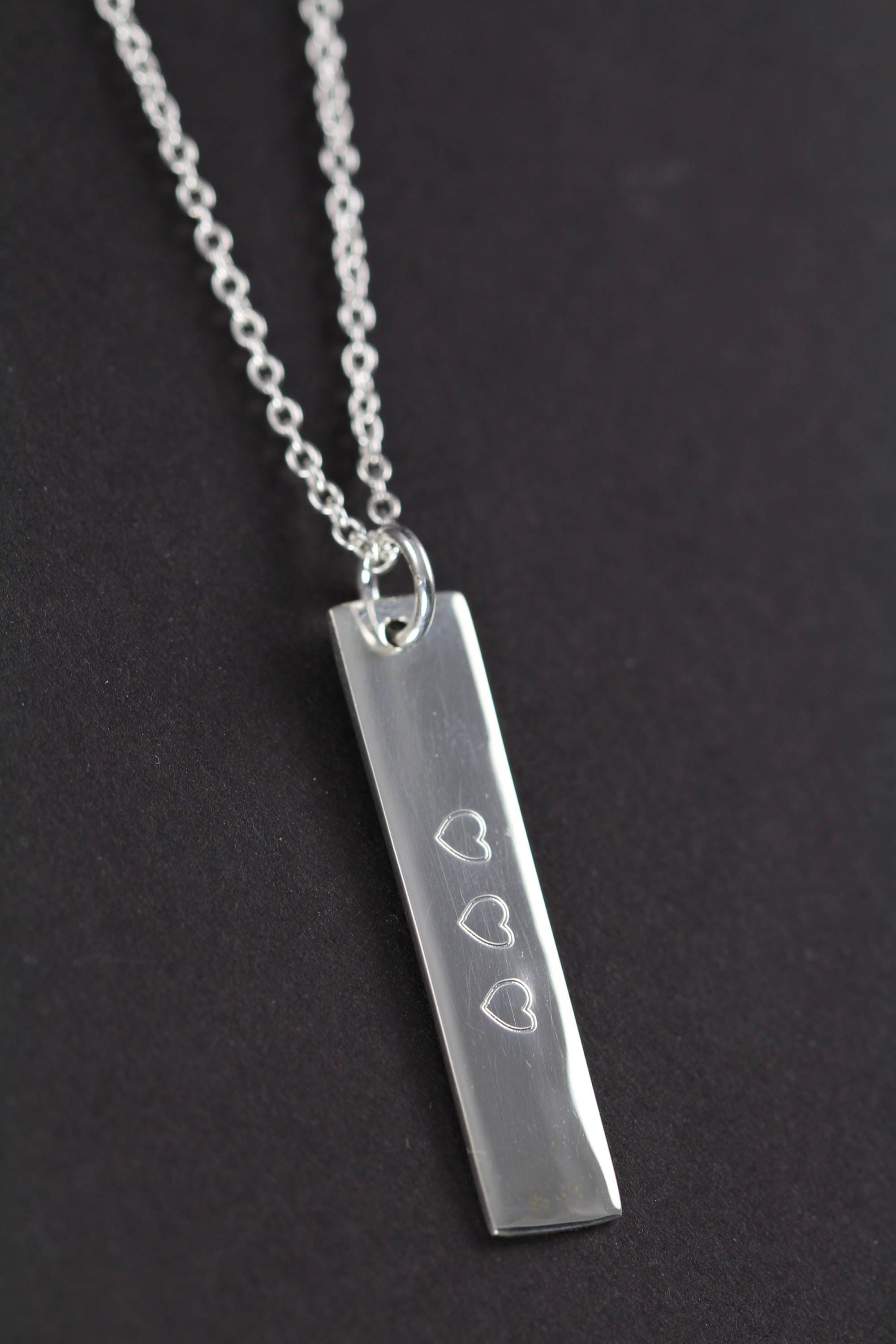 Bar Necklace Personalized 925 Sterling Silver Jewelry Engraved Etsy