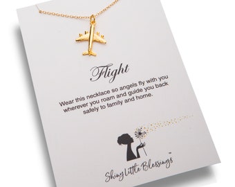 Airplane Necklace on a Card - Pilot , Flight Attendant Jewelry Gift - Travel Jewelry - Wanderlust