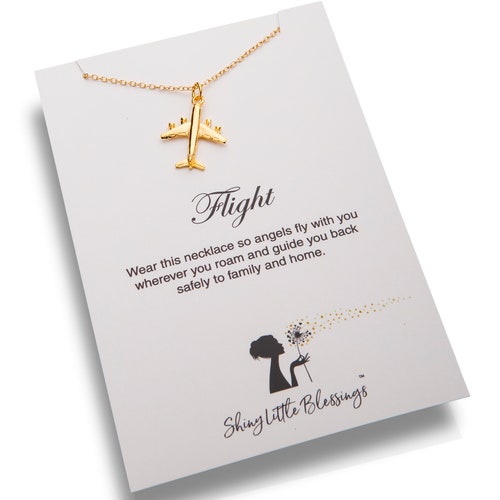 Airplane Necklace Gold Jewelry for Pilot Flight Attendant Etsy