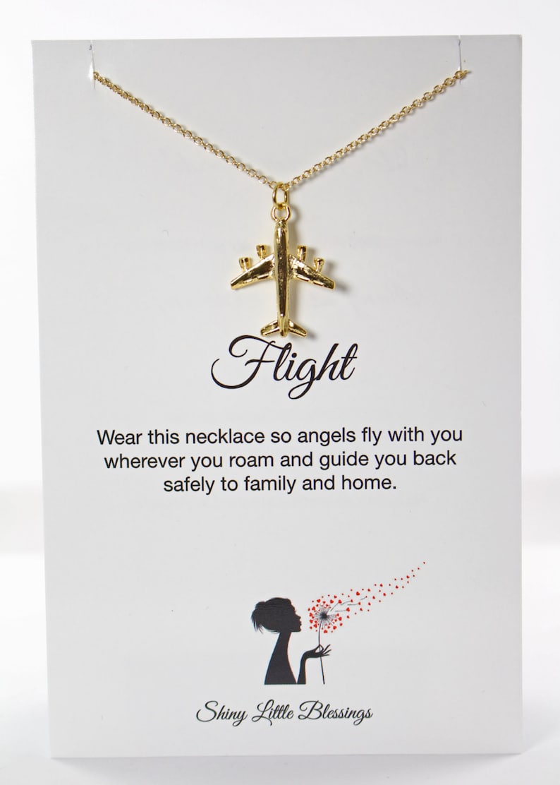 Airplane Necklace Gold Jewelry for Pilot Flight Attendant Etsy