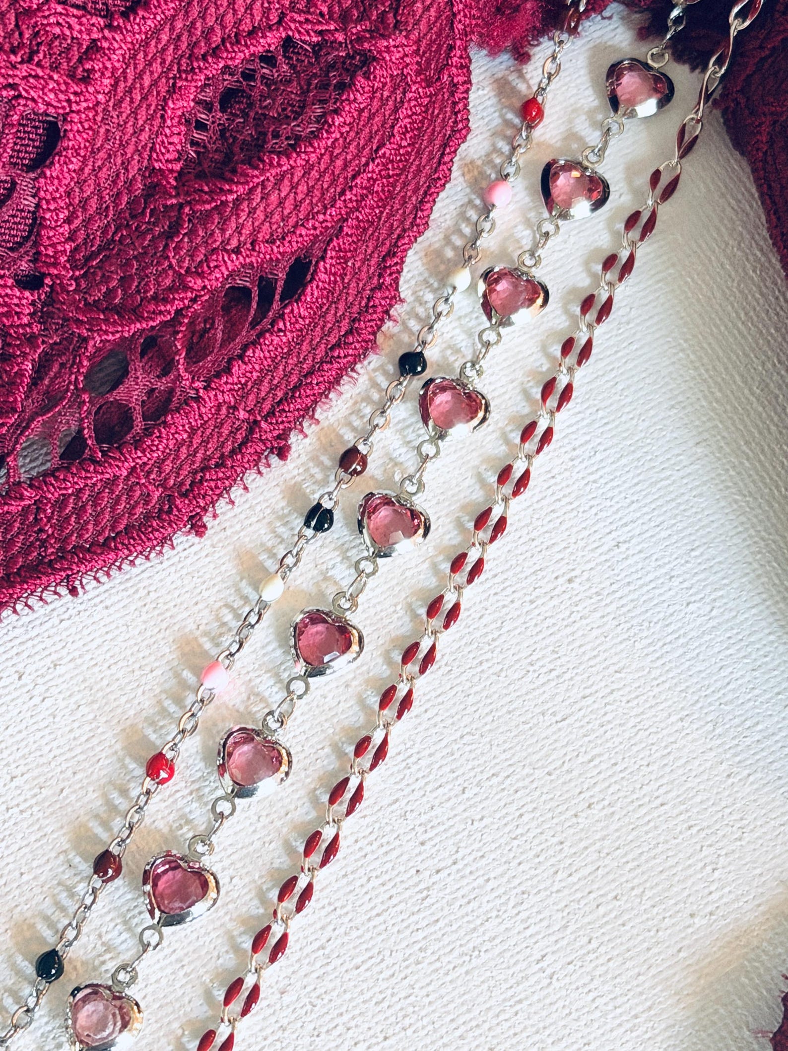 Red Burgundy Scarlet Silver Chains for Valentine's Day - Permanent ...