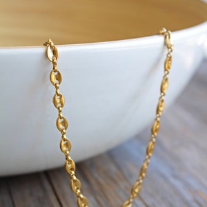 No Fade 18K Gold Stainless Steel Coffee Bean Chain Link Necklace - Waterproof No Tarnish Necklace Casual Elegance Classic Gift for Her