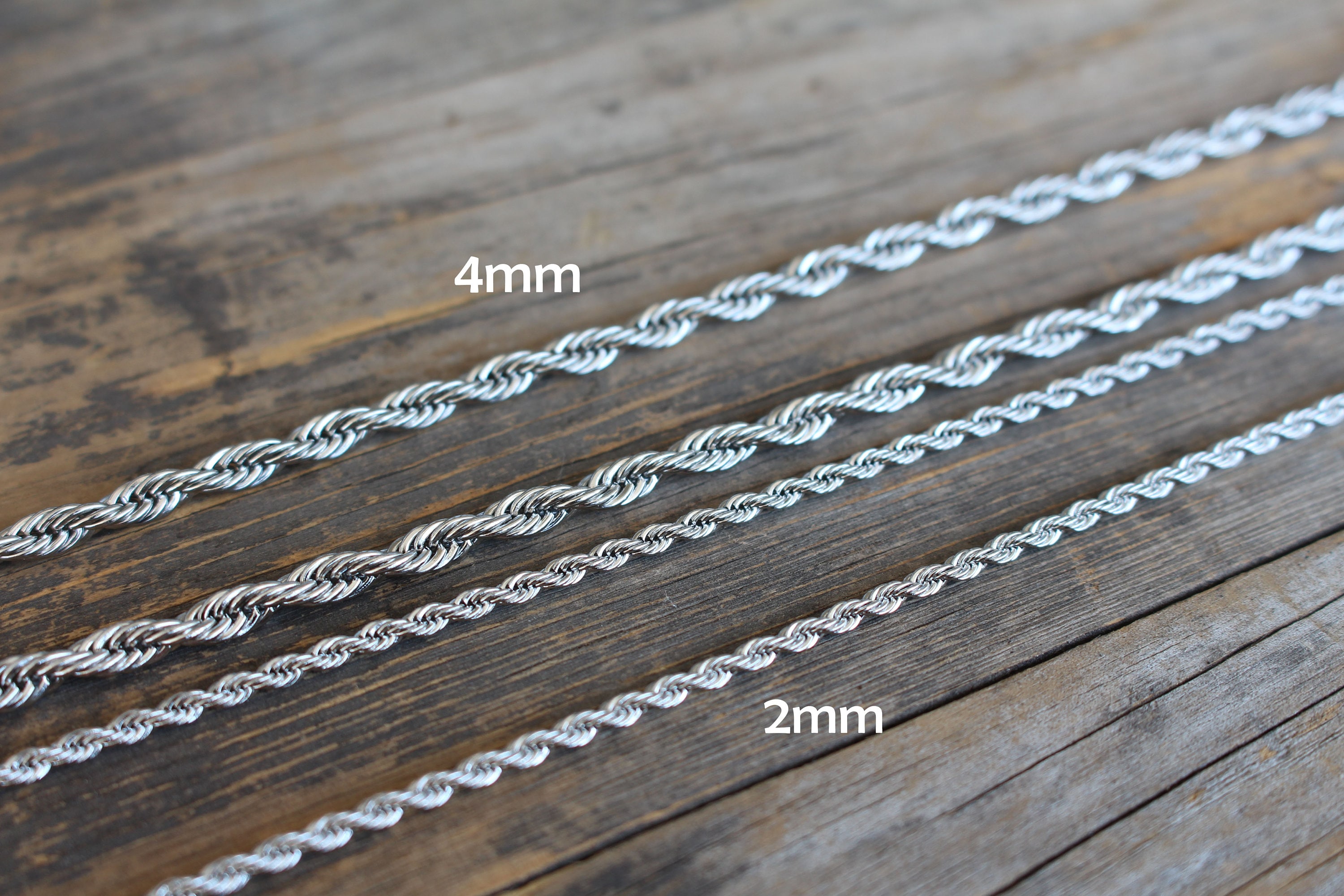 Tarnished Rope Tarnish Free Rope Chain Necklace - Stainless Steel Waterproof ...