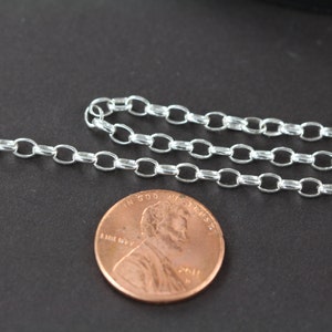 Silver Chain Bulk , Oval Cable Chain for Him , Oval Rolo Chain 4x2.9 mm 925 Sterling Silver Wholesale, Permanent Jewelry image 3