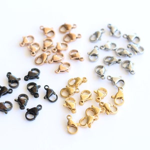 Lobster Closures Clasps 18k Gold , 25 closures Rose Gold , Black over Stainless Steel Various Sizes and Quantities image 6