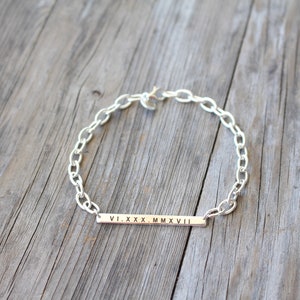 Skinny Bar Bracelet Engraved , Custom Name Plate Bracelet , Gift for Her , 925 Sterling Silver Jewelry image 7