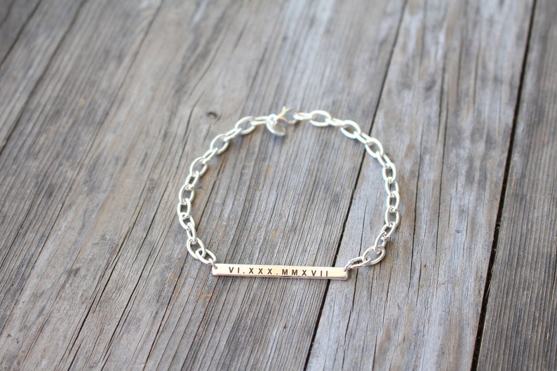 Skinny Bar Bracelet Engraved , Custom Name Plate Bracelet , Gift for Her , 925 Sterling Silver Jewelry image 7