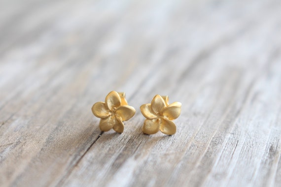 Flower Girl Gift Earrings Gold Gold Flower Stud Earrings 