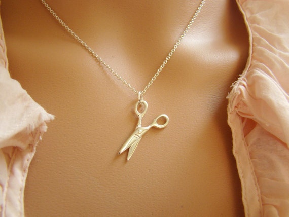 Tiny Scissors Pendant for Necklace 925 Sterling gift Hairdresser Seamstress