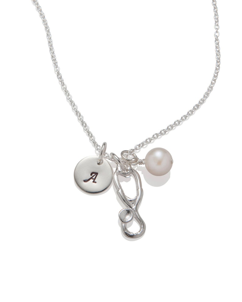 Stethoscope Pendant Necklace Initial Necklace Personalized Etsy