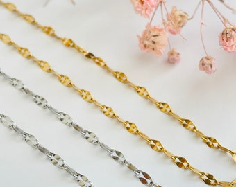 Gold and Silver Stainless Steel Specialty Chains Permanent Jewelry Wholesale Bulk 2 Meter 6.5 Feet No Fade or Tarnish Sweatproof Waterproof