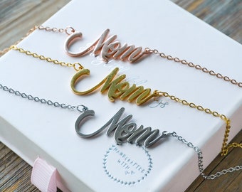 Mom Handwriting Necklace Gold Silver Rosegold Stainless Steel Adjustable Mother's Day Gift For Mom Non Tarnish No Fade Perfect Gift For Mom