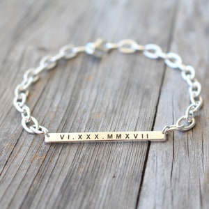 Skinny Bar Bracelet Engraved , Custom Name Plate Bracelet , Gift for Her , 925 Sterling Silver Jewelry image 5