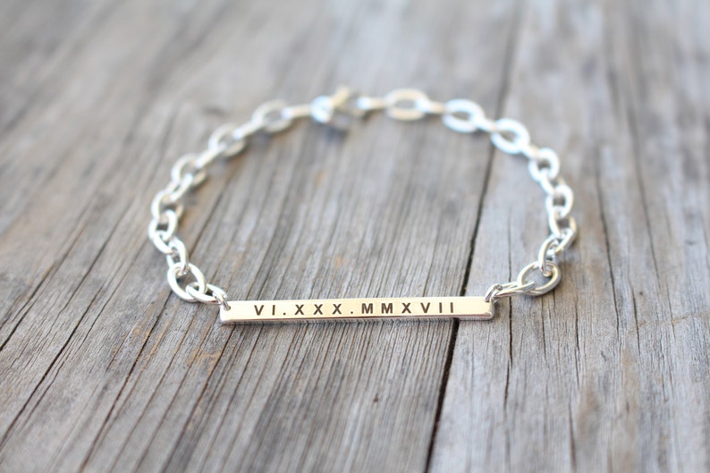 Skinny Bar Bracelet Engraved , Custom Name Plate Bracelet , Gift for Her , 925 Sterling Silver Jewelry image 5