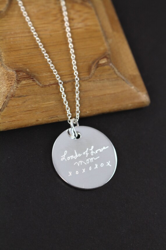 Engraved Handwriting Jewelry Pendant Necklace 925 Sterling Etsy