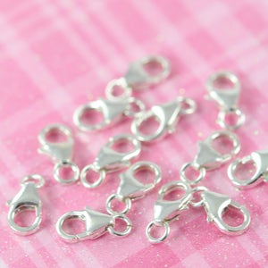 Lobster Clasp , Lobster Claw Clasp Closures 10 units 10 mm Spring Ring Clasp 925 Sterling Silver Bulk Closures image 3