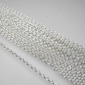 Sterling Silver Chain by the Foot - Necklace Chain - Cable Bulk Chain - Permanent Jewelry - Wholesale Chains - 925 Sterling Silver