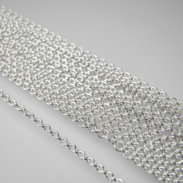 925 Sterling Silver Necklace Cable Chain by the Foot - Bulk Permanent Jewelry Wholesale Supplies