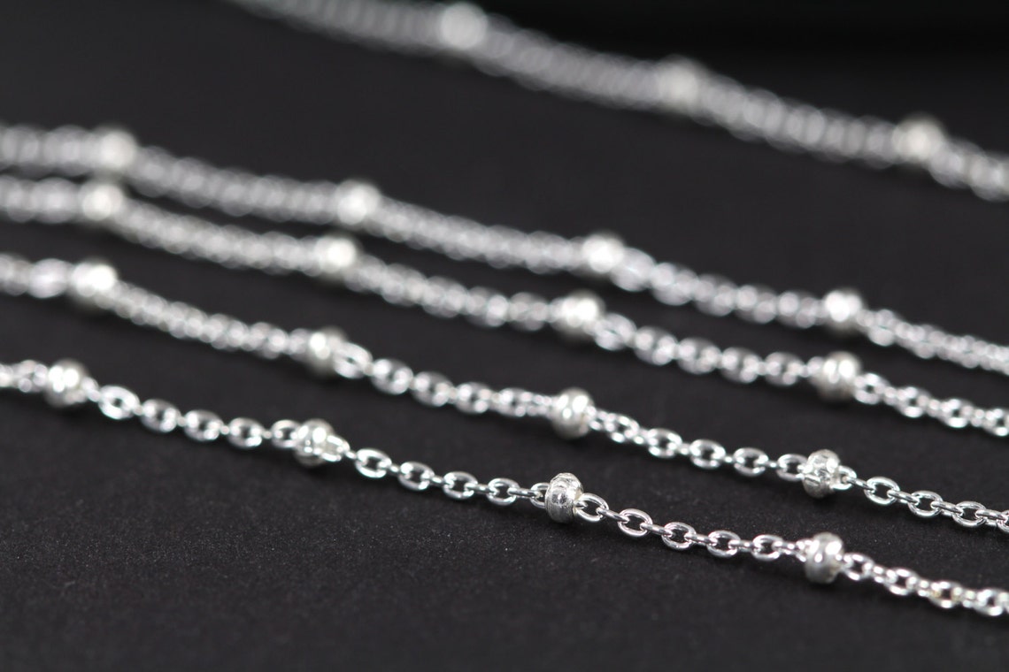 925 Sterling Silver Satellite Chain by the Foot Necklace - Etsy