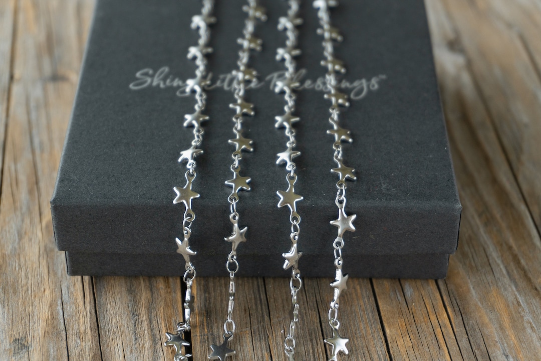 ●VVV● Star Pendant Bead Chain Surgical Necklace 23SSNK080S 41ZS+dGkIYL.jpg_BO30,255,255,