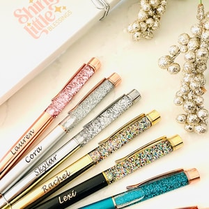 Glitter Pen - Personalized Custom Laser Engraved Rose Gold Glitter Pen - Birthday Gift - Bridesmaids Gifts - Girl Boss Pen - Elevated Pen