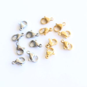 Lobster Closures Clasps 18k Gold , 25 closures Rose Gold , Black over Stainless Steel Various Sizes and Quantities image 3
