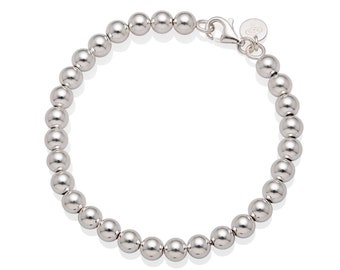 5 Ball Bracelet Bead Bracelets Wholesale, 925 Sterling Silver Balls Bracelet, 6mm Beads