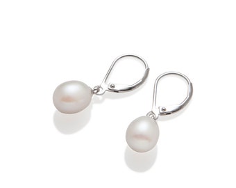 Pearl Earrings , French Earrings Various Colors , Gift for Her , White Silver Pink Black Pearl Drop Earrings , 925 Sterling Silver