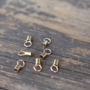 Tubo de crimpagem 18k preenchido com ouro, crimpagens com laço, 1 conjunto de 2 peças
